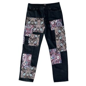 BOOHOO MAN Black Patchwork Jeans